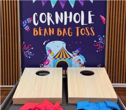Cornhole bag toss game by BounceParkSG