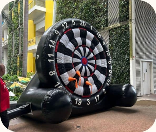 Inflatable hand dart game by BounceParkSG