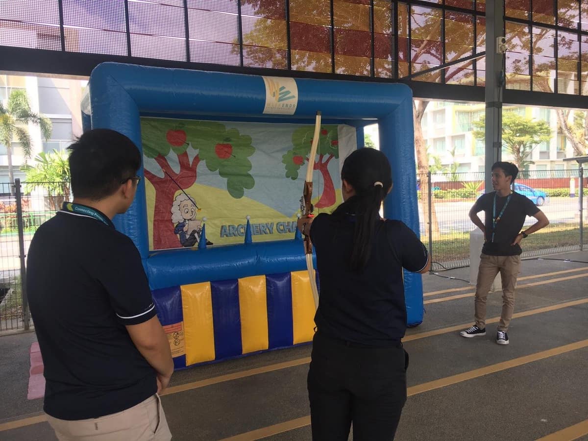 Inflatable archery game outdoors