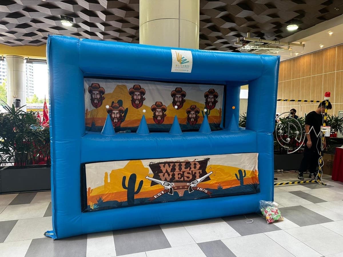 Wild west themed inflatable game booth
