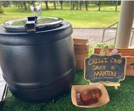 Fried Mantou with Chilli Crab Sauce live station at a BounceParkSG event