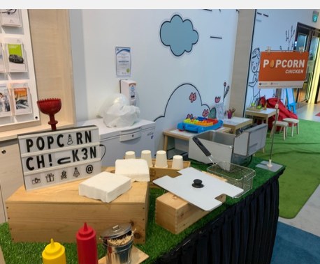 Popcorn Chicken live station at a BounceParkSG event