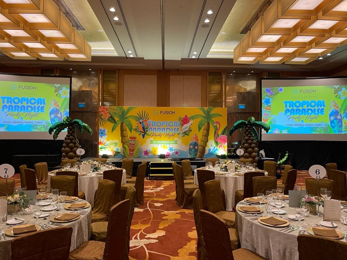 Corporate Dinner and Dance backdrop styling