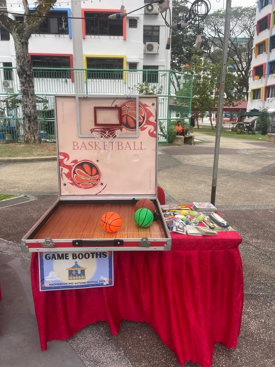 Branded basketball carnival game booth