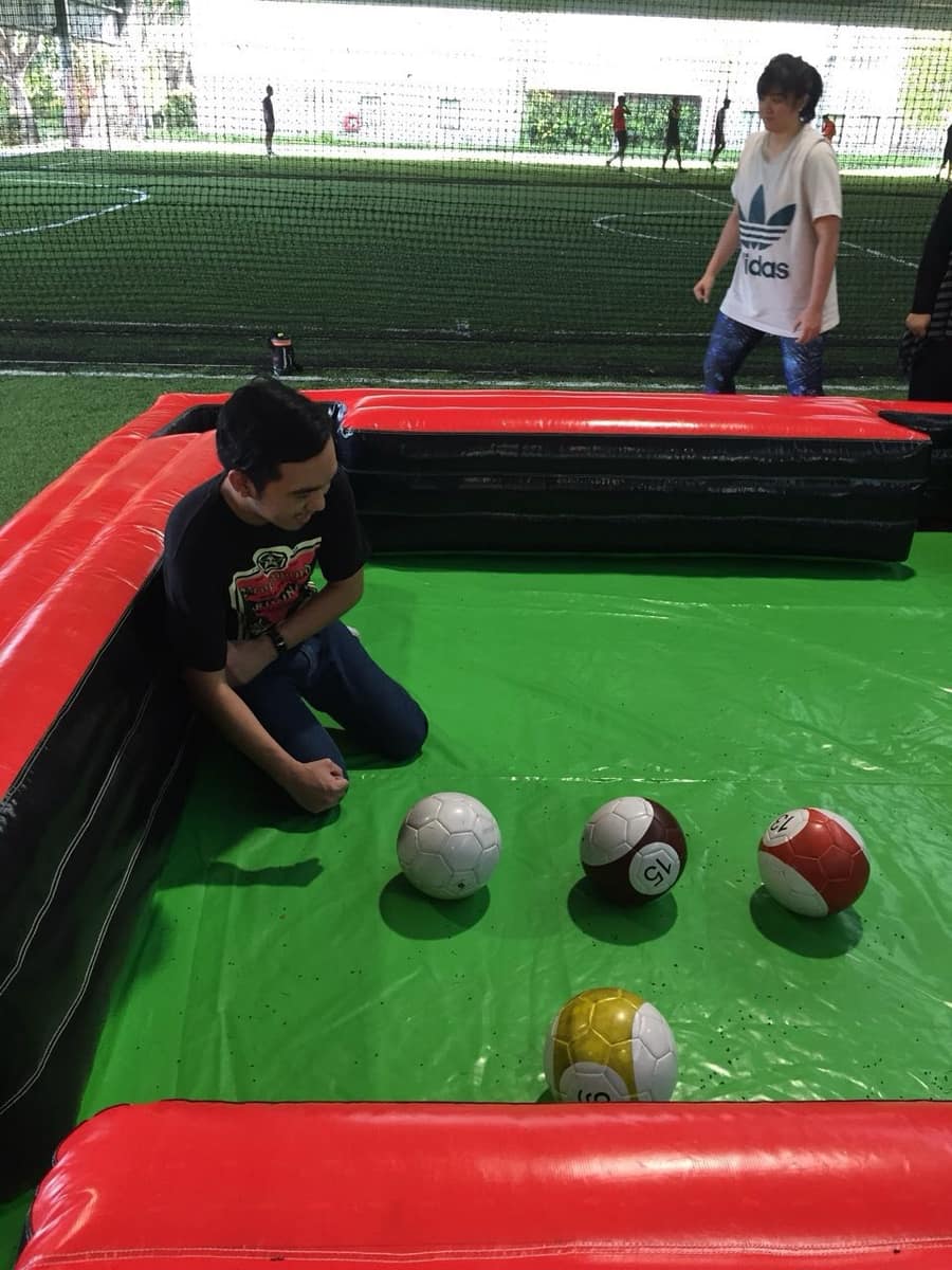 Giant inflatable snooker at an event
