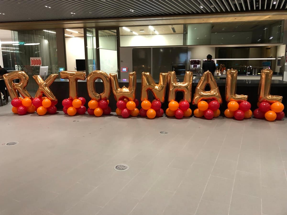 Balloon styling at a corporate town hall